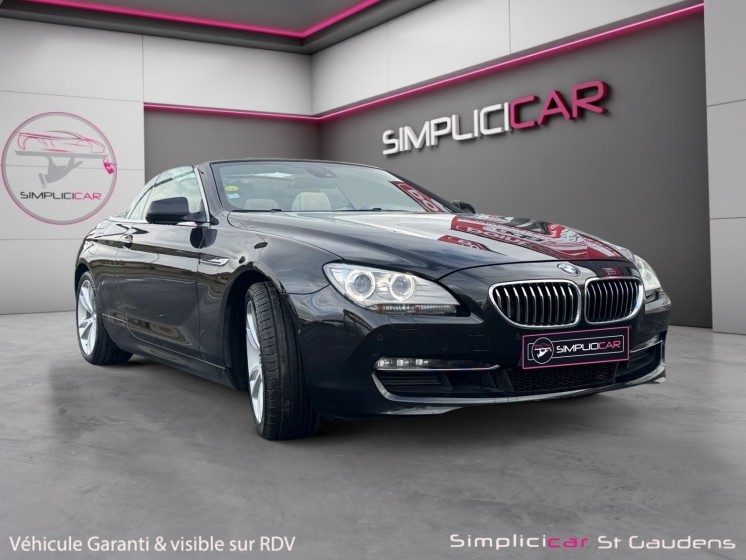 Bmw serie 6 cab f12 640d 313ch xdrive exclusive a cabriolet caméra 360 cuir blanc occasion simplicicar labarthe simplicicar...