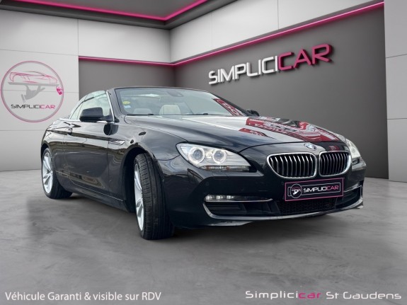 Bmw serie 6 cab f12 640d 313ch xdrive exclusive a cabriolet caméra 360 cuir blanc occasion simplicicar labarthe simplicicar...