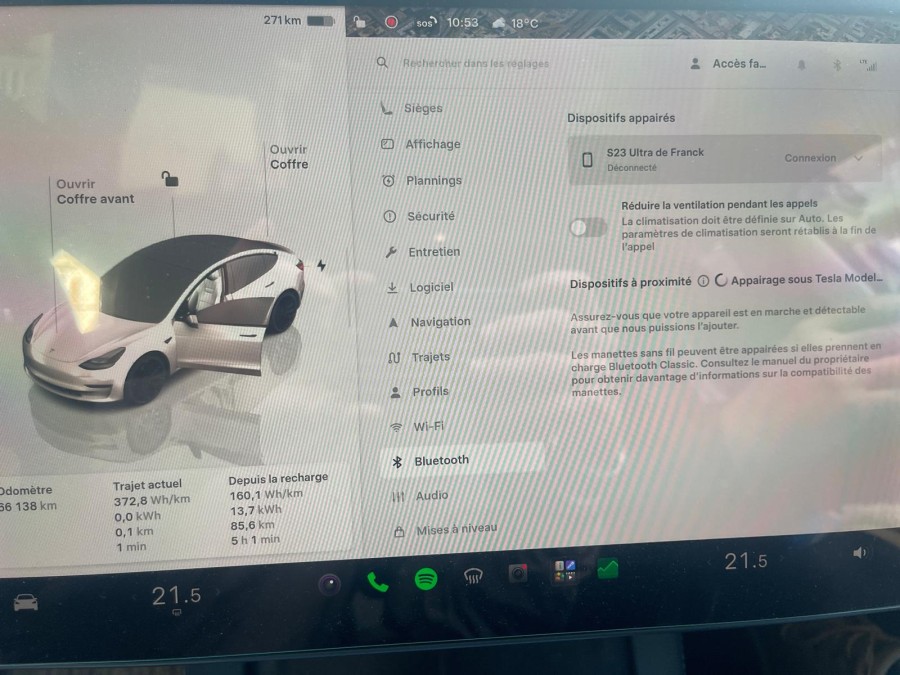 TESLA d'occasion MODEL3 AUTONOMIE STANDARD PLUS RWD de 2022 Paris 15