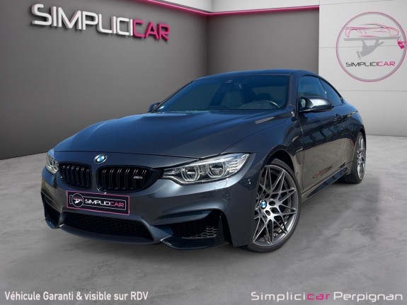 Bmw m4 coupe f82 450 ch pack competition m dkg7 car play / supp. silencieux / toit et diffuseur carbone / suivi entretien...