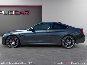 Bmw m4 coupe f82 450 ch pack competition m dkg7 car play / supp. silencieux / toit et diffuseur carbone / suivi entretien...