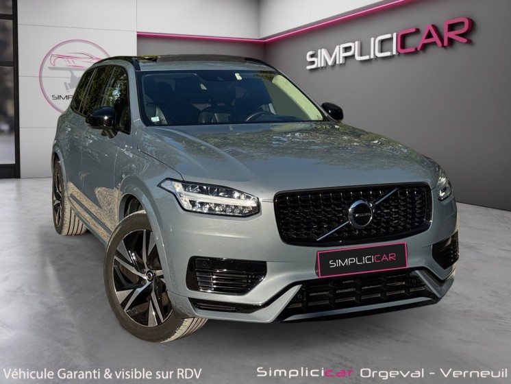 Volvo xc90 r-design recharge t8 awd 30387 ch 7pl carplay/ toit ouvrant/ attelage/ entretien volvo occasion simplicicar...
