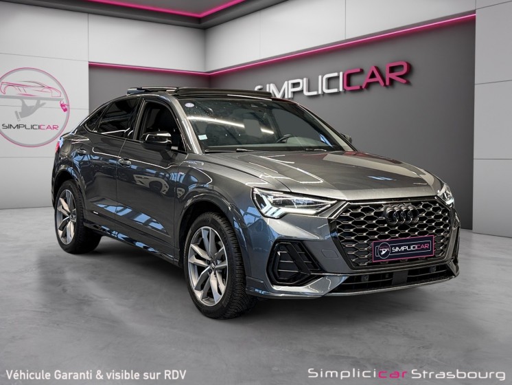 Audi q3 sportback 35 tfsi 150 ch s tronic 7 s line suivi audi - gris daytona - pack black - toit ouvrant - camera - keyless...