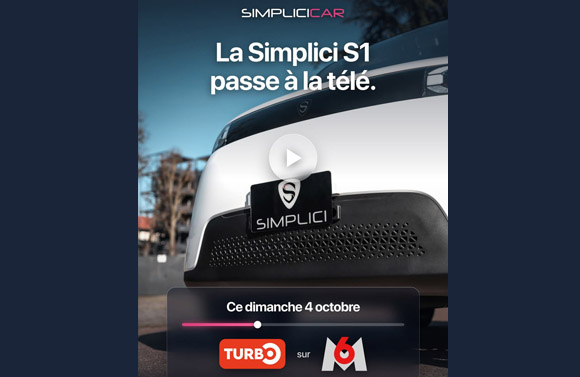 Simplici S1, voiture sans permis électrique, en essai routier pour l'émission Turbo sur M6